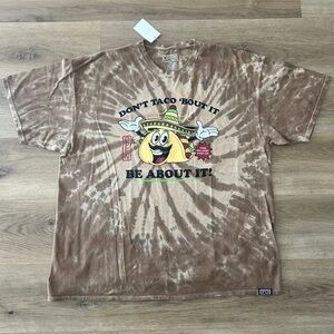 Open Men’s Tie-Dye Graphic Tee “Don’t Taco ’Bout It, Be About It!”-Size 2XL- NWT